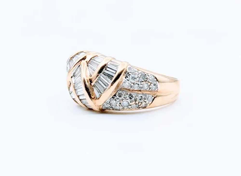 Vintage 18k Gold Ring with Baguette Diamonds and … - image 3