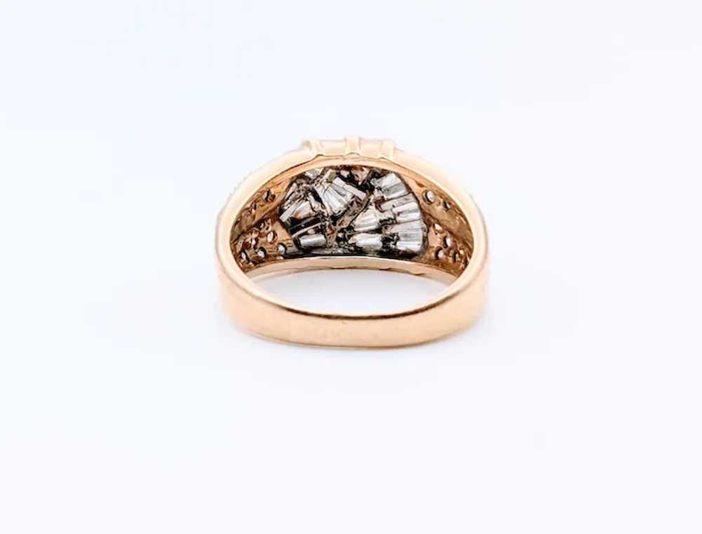 Vintage 18k Gold Ring with Baguette Diamonds and … - image 5