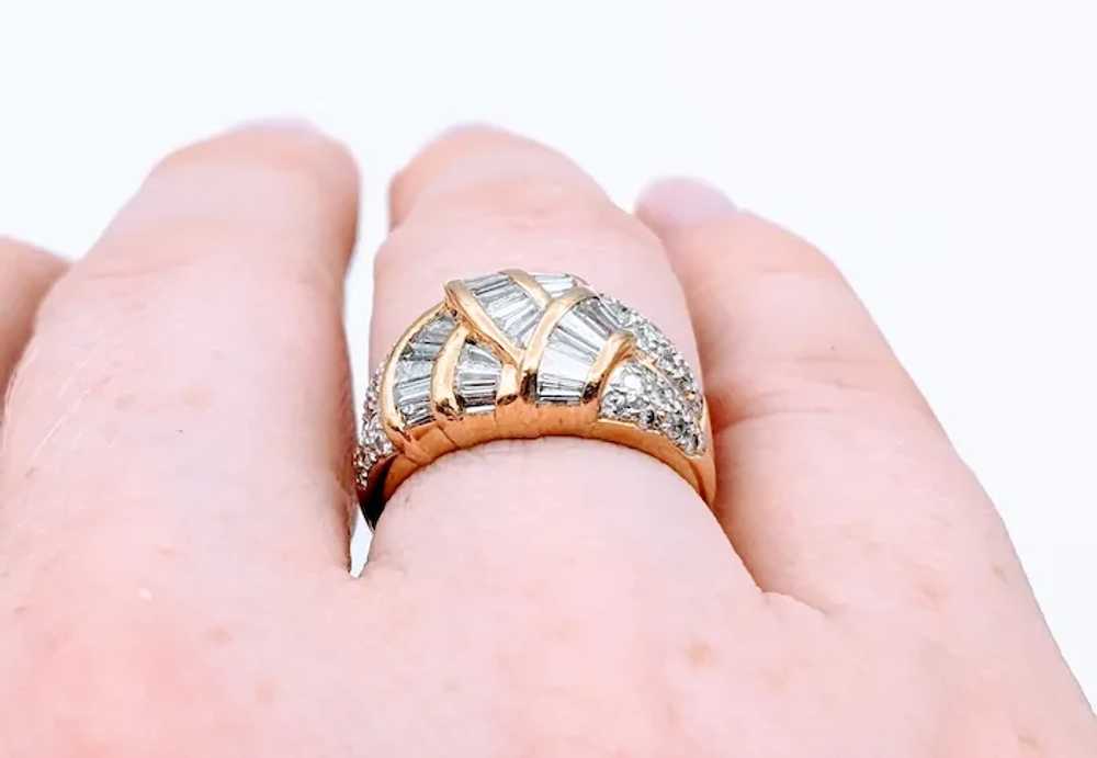 Vintage 18k Gold Ring with Baguette Diamonds and … - image 8