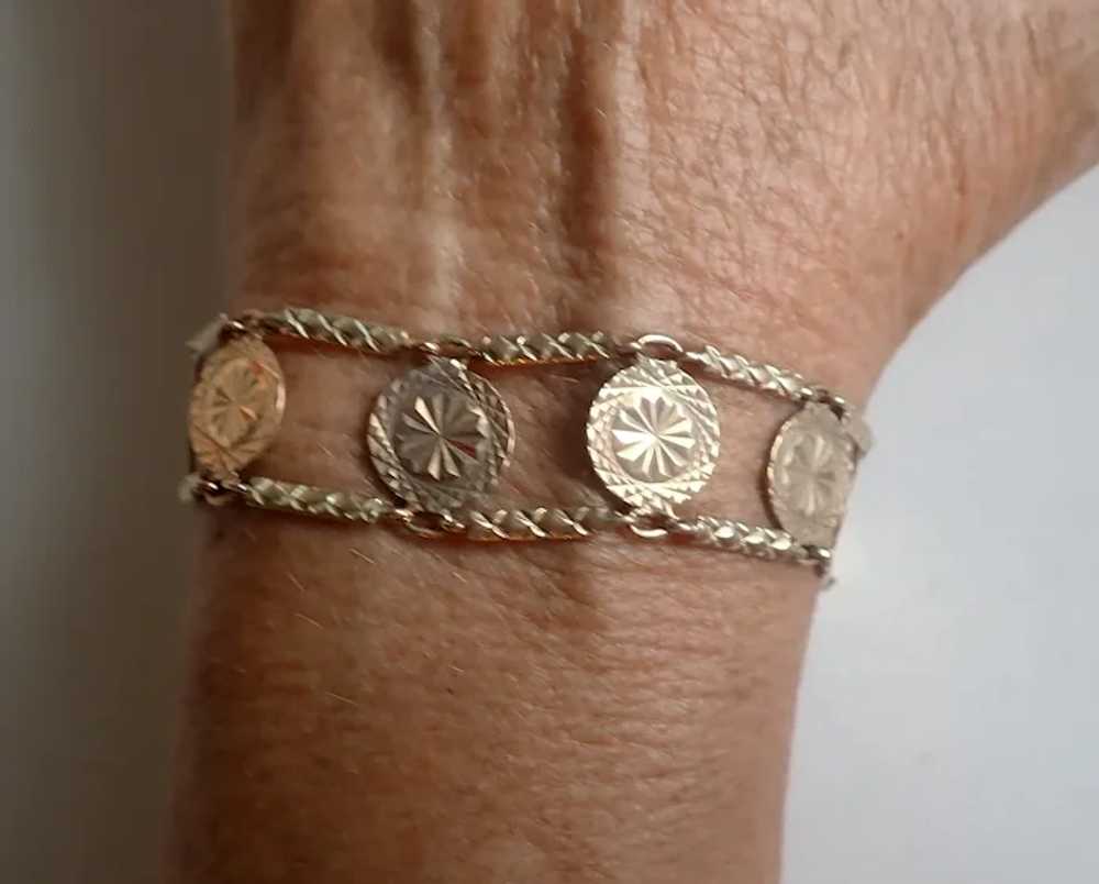 *Vintage 14k Gold Disk Medallion Link Bracelet - image 2