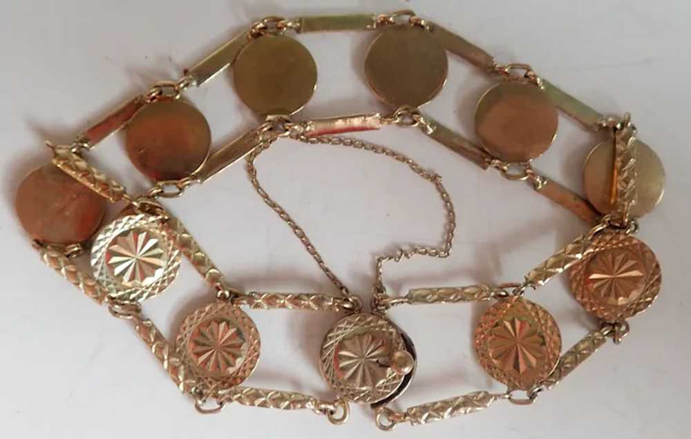 *Vintage 14k Gold Disk Medallion Link Bracelet - image 3