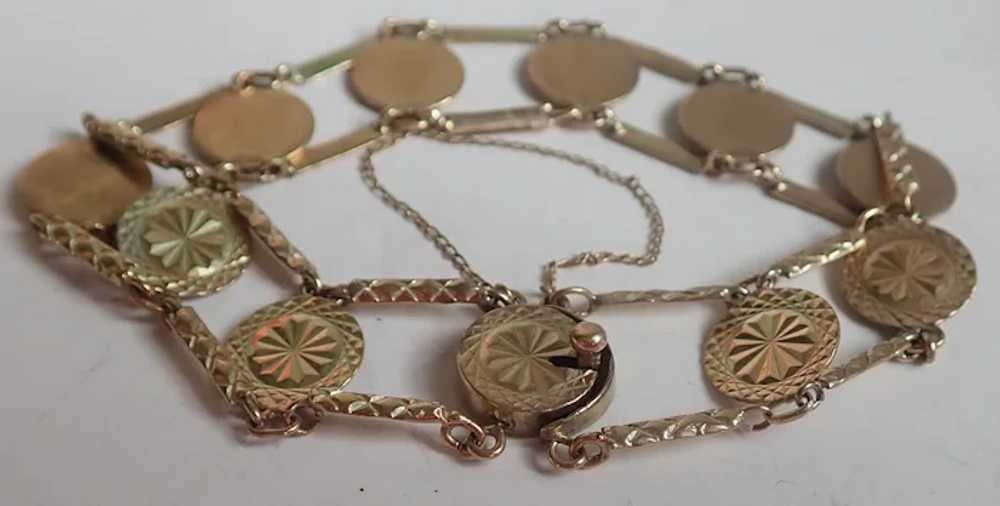 *Vintage 14k Gold Disk Medallion Link Bracelet - image 4