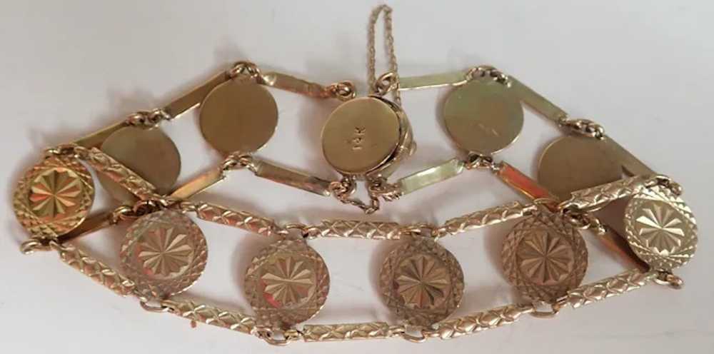 *Vintage 14k Gold Disk Medallion Link Bracelet - image 5