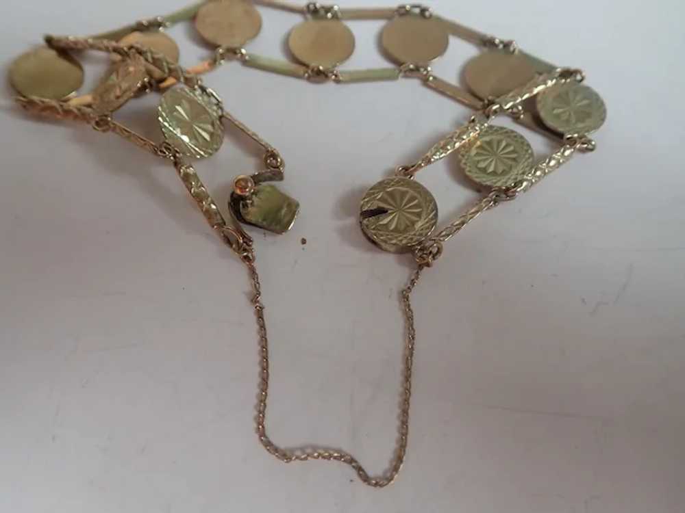 *Vintage 14k Gold Disk Medallion Link Bracelet - image 7