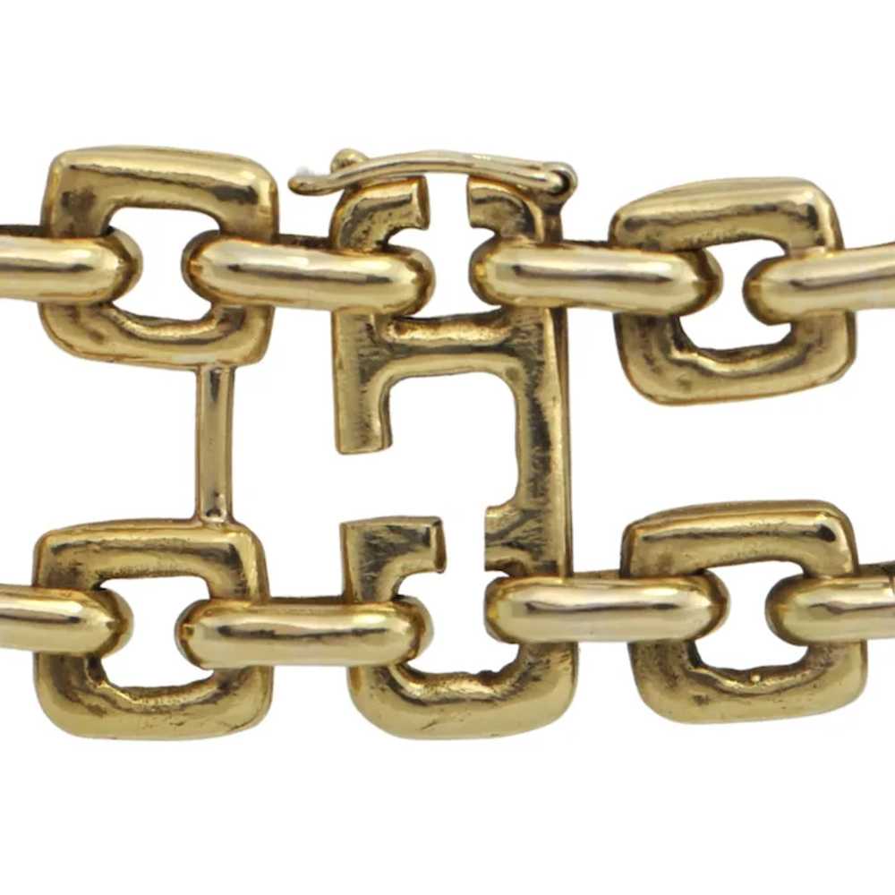 Vintage 18K Gold Brutalist Style Rectangular Link… - image 6