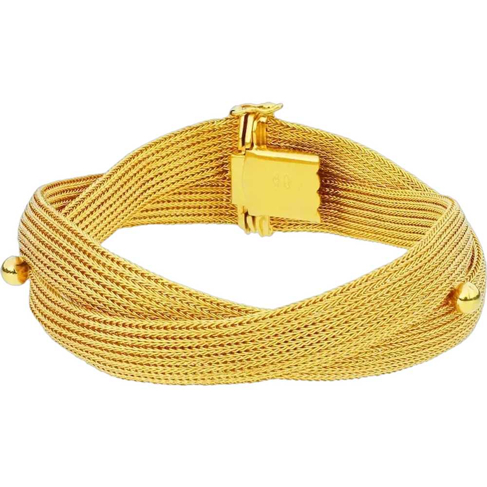 Vintage 18K Yellow Gold Braided Mesh Bracelet wit… - image 1