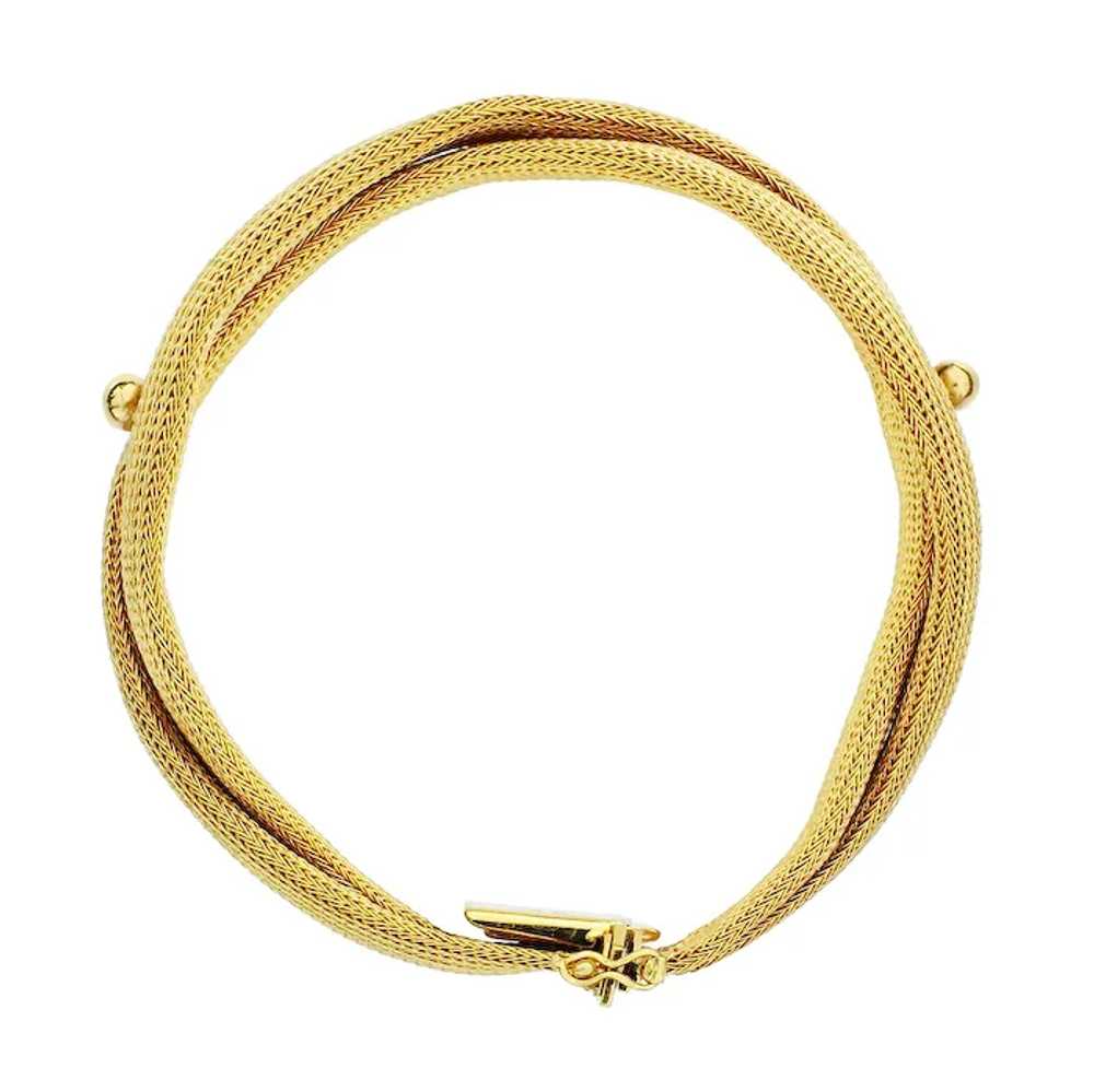 Vintage 18K Yellow Gold Braided Mesh Bracelet wit… - image 4