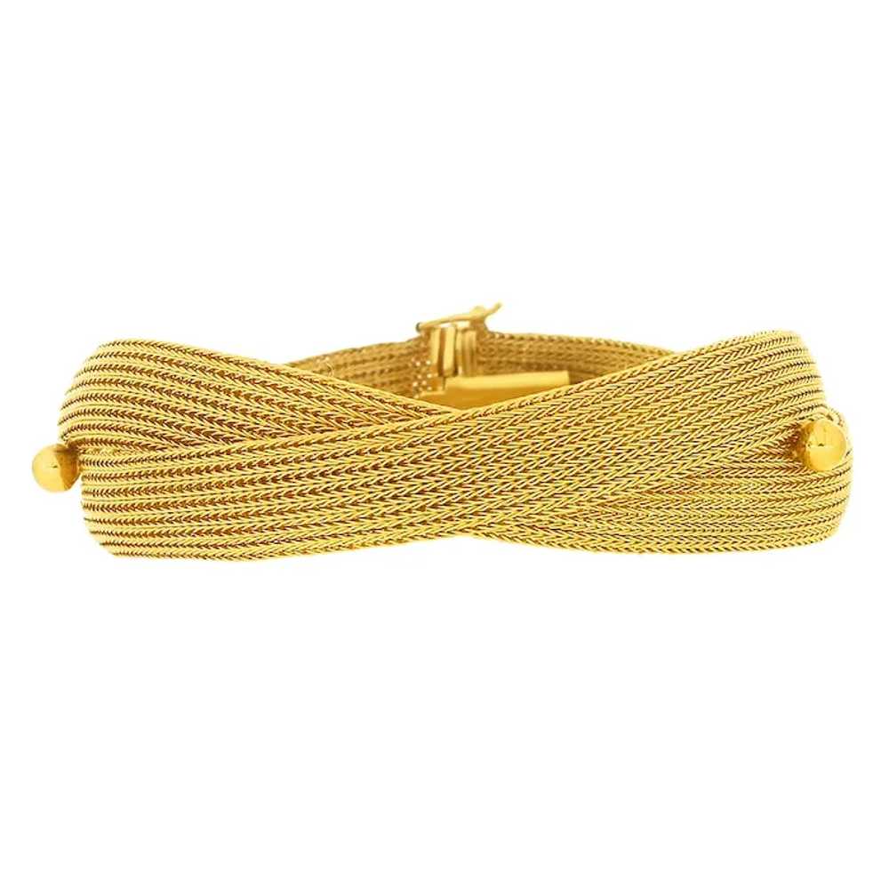 Vintage 18K Yellow Gold Braided Mesh Bracelet wit… - image 5