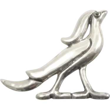 Large Mexican Sterling Bird Brooch - image 1