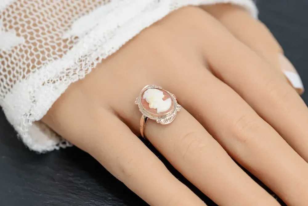 Vintage 9ct Gold & Carved Shell Cameo Ring Lady H… - image 8