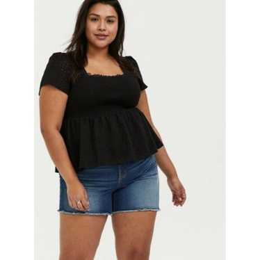 Other Torrid 2X Short Sleeve Peplum Eyelet Smocked