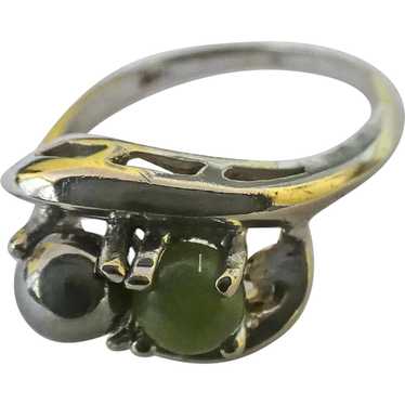 14k Jade & Black Pearl Ring