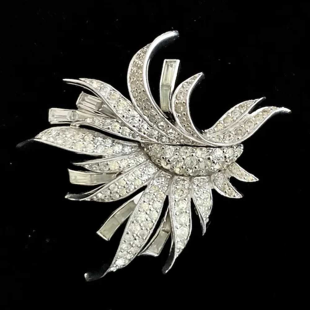 Vintage Jomaz Icy Pave Rhinestone Flower Brooch - image 10