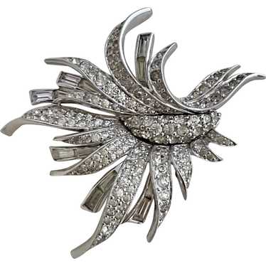 Vintage Jomaz Icy Pave Rhinestone Flower Brooch - image 1