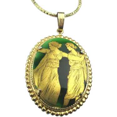 Gilded Glass Toga Girls Pendant Necklace Gilt Ste… - image 1