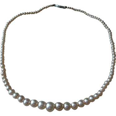 LUSTROUS Pearl Bead Necklace, Original CORO Tag ,… - image 1