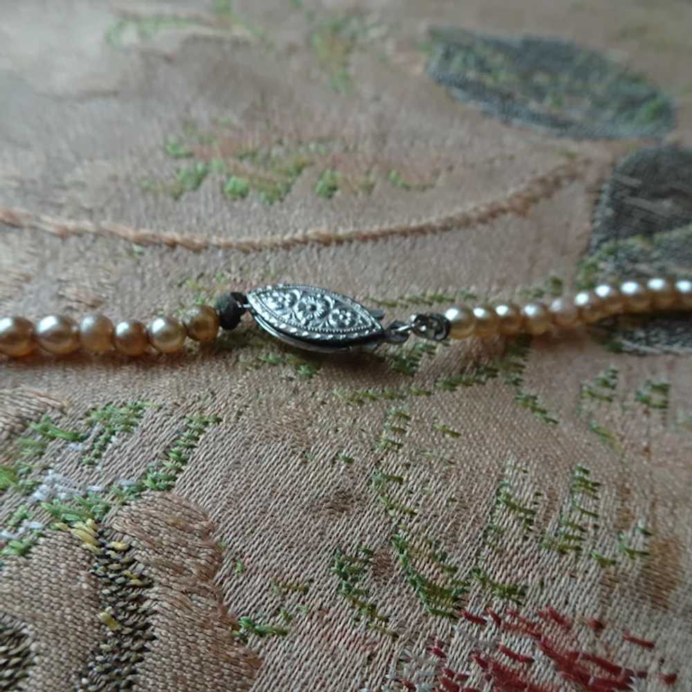 LUSTROUS Pearl Bead Necklace, Original CORO Tag ,… - image 4