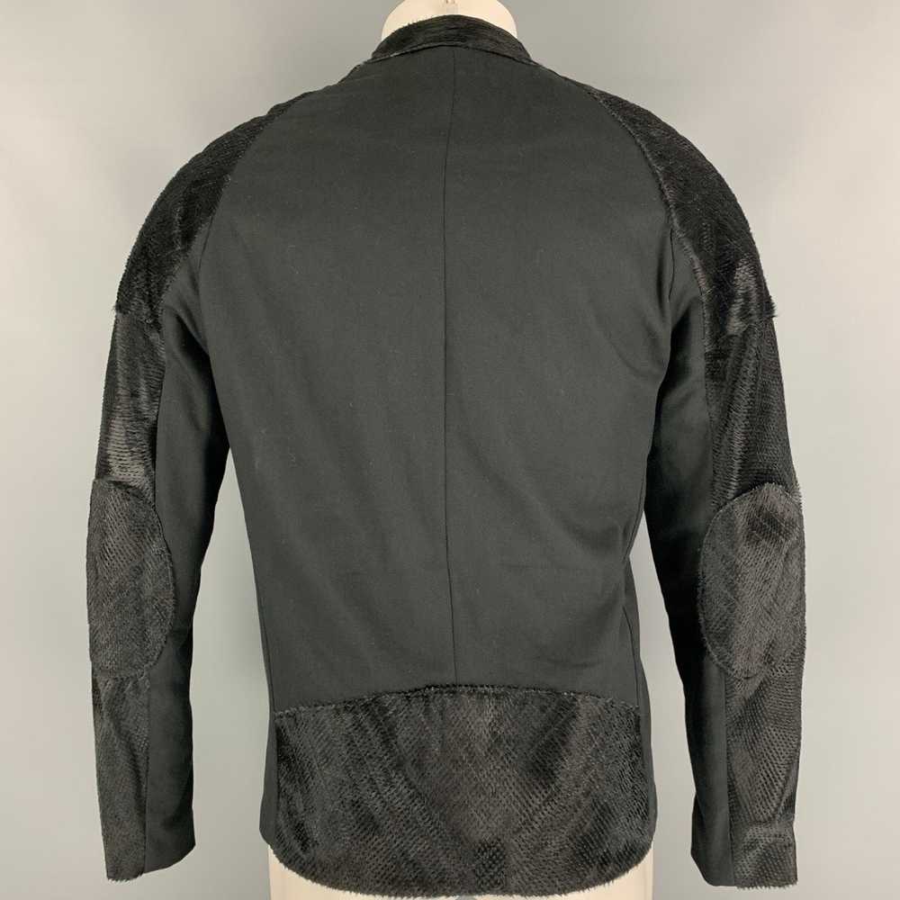 Baja East Black Calfhair Cotton Motorcycle Jacket - image 3