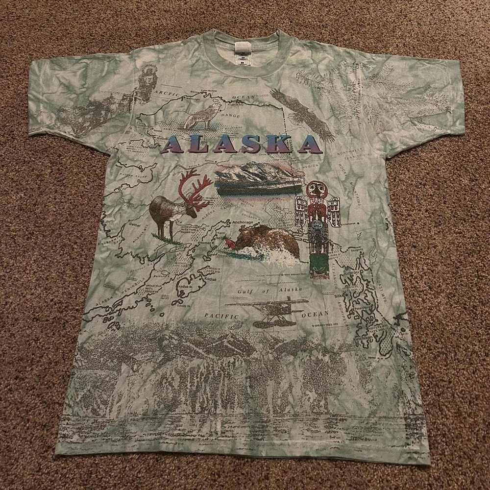 Fruit Of The Loom Vintage Alaska Aop Map Tee - Gem