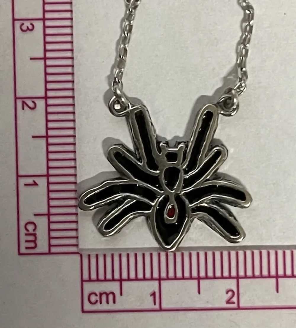 Black Widow .925 Silver Enamel Necklace - image 2