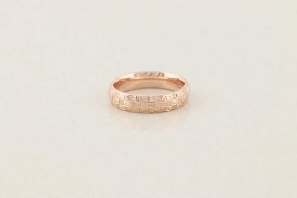 14k Rose Gold Textured Etched Hollow Infinity Ban… - image 7