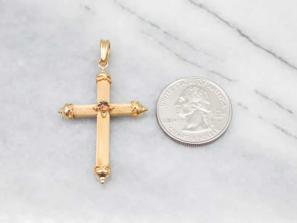 Textured 14-Karat Gold Cross with Pink Tourmaline… - image 4