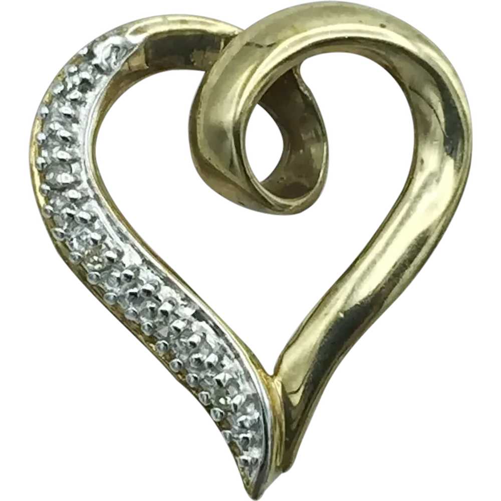 10K .05ctw Diamond Heart Pendant - image 1