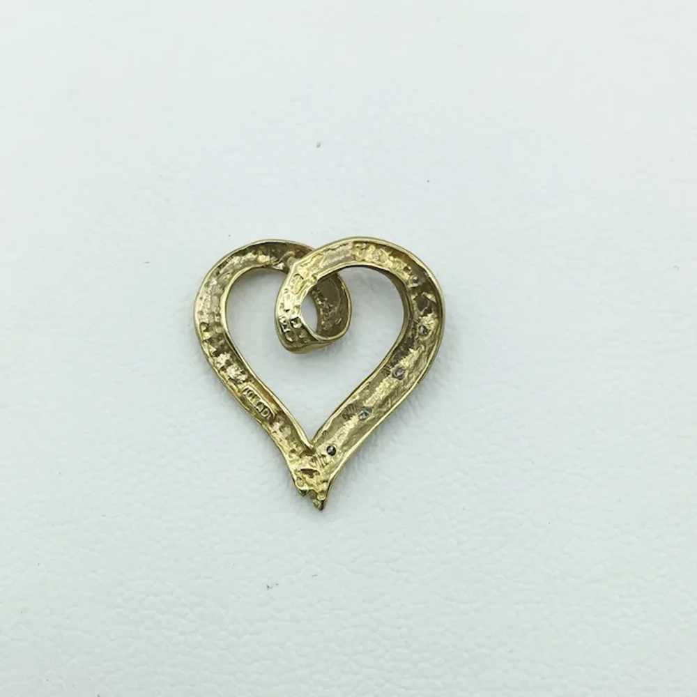 10K .05ctw Diamond Heart Pendant - image 2