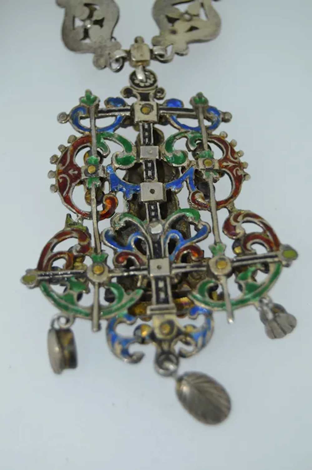 Antique Austro Hungarian Silver Enamel Pearl & Ci… - image 3