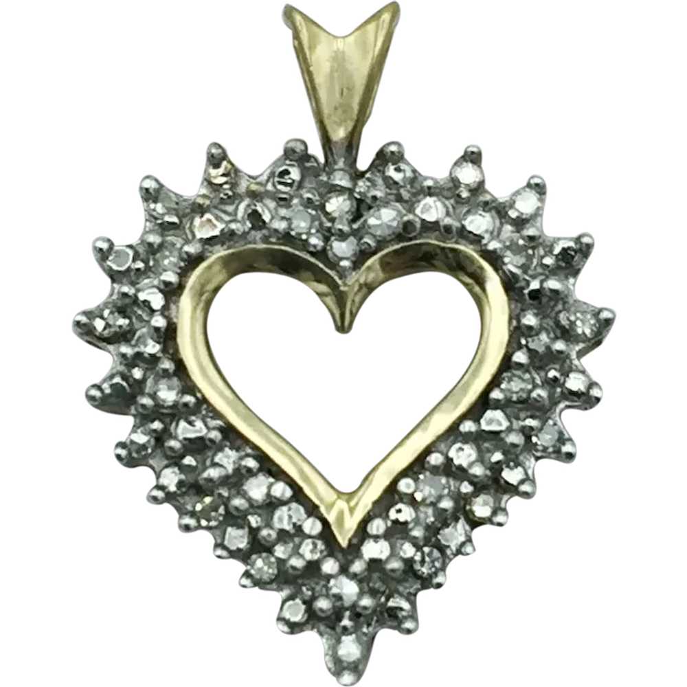 10K .17ctw Diamond Heart Pendant - image 1