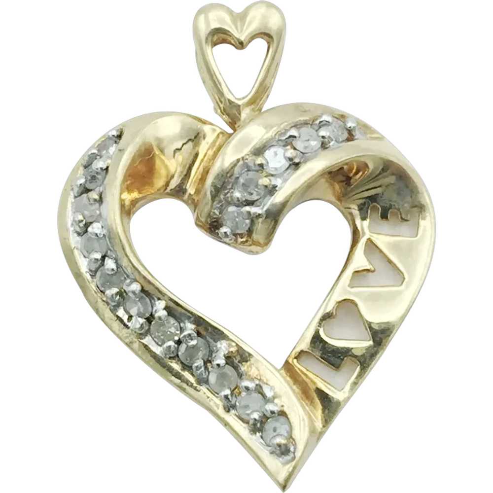 10K .33ctw Diamond Heart Pendant - image 1