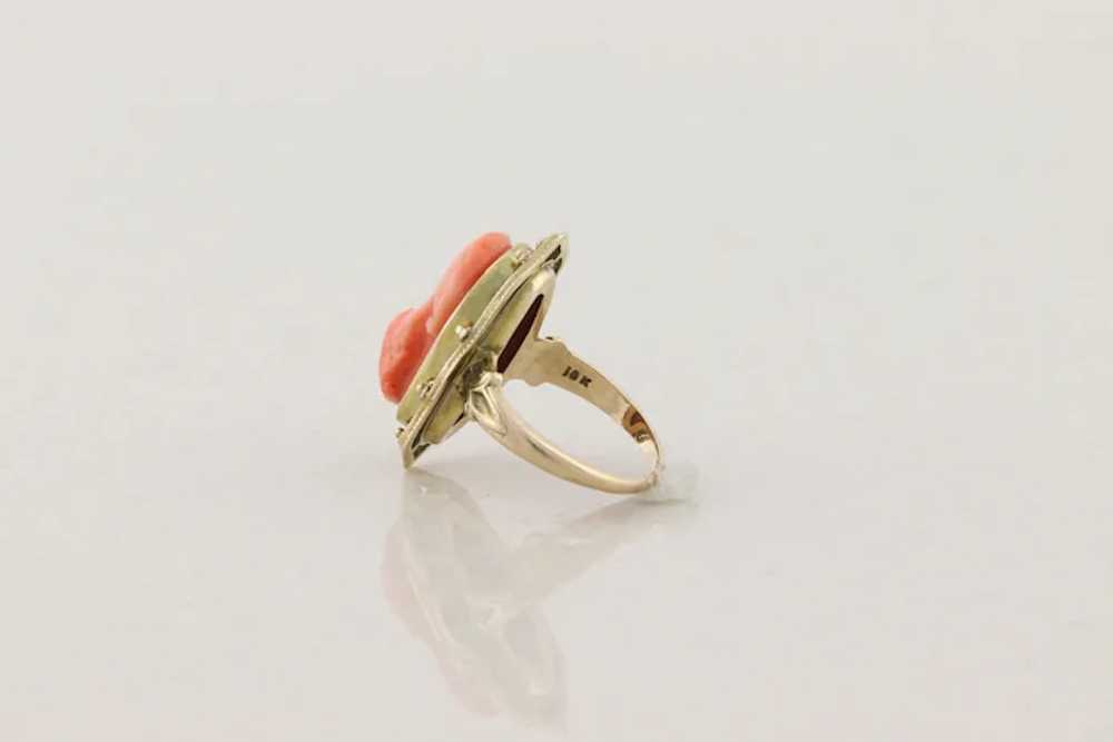 10k Yellow Angel Skin Coral Cameo Ring size  4.25 - image 8