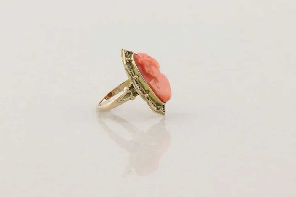 10k Yellow Angel Skin Coral Cameo Ring size  4.25 - image 9