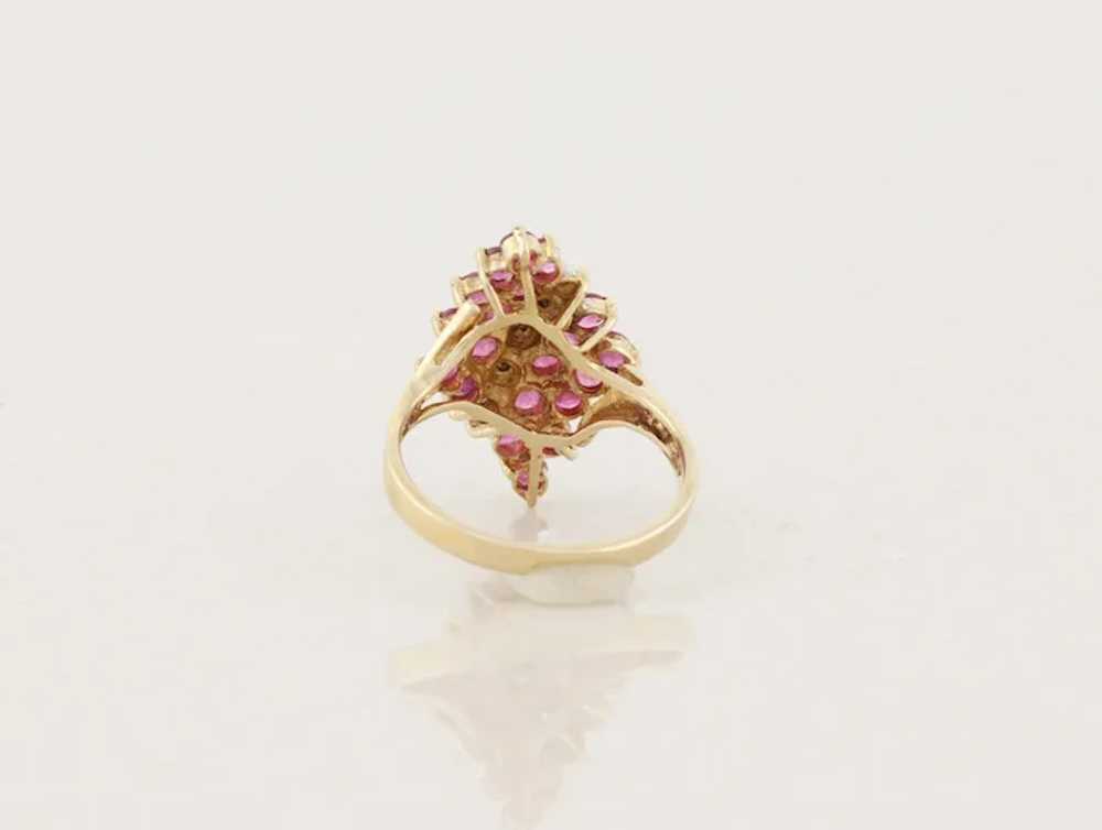 10k Yellow Gold Natural Ruby Diamond Cluster Ring… - image 7