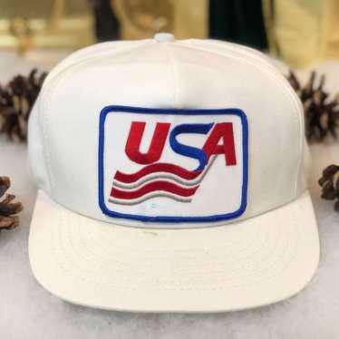 Vintage USA Olympic Hockey Twill Snapback Hat - image 1