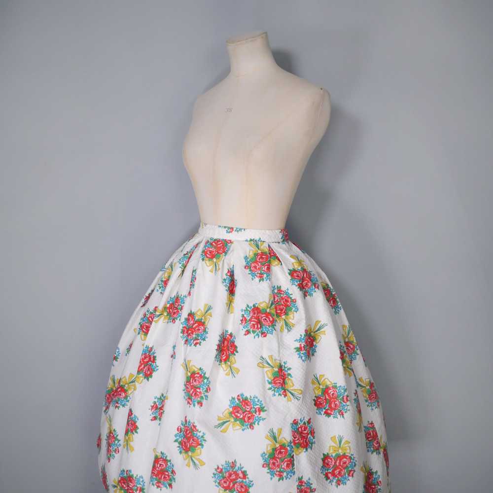 50s 60s "SKIRTWELL" ROSE BUNCHES WITH BOWS PRINT … - image 10