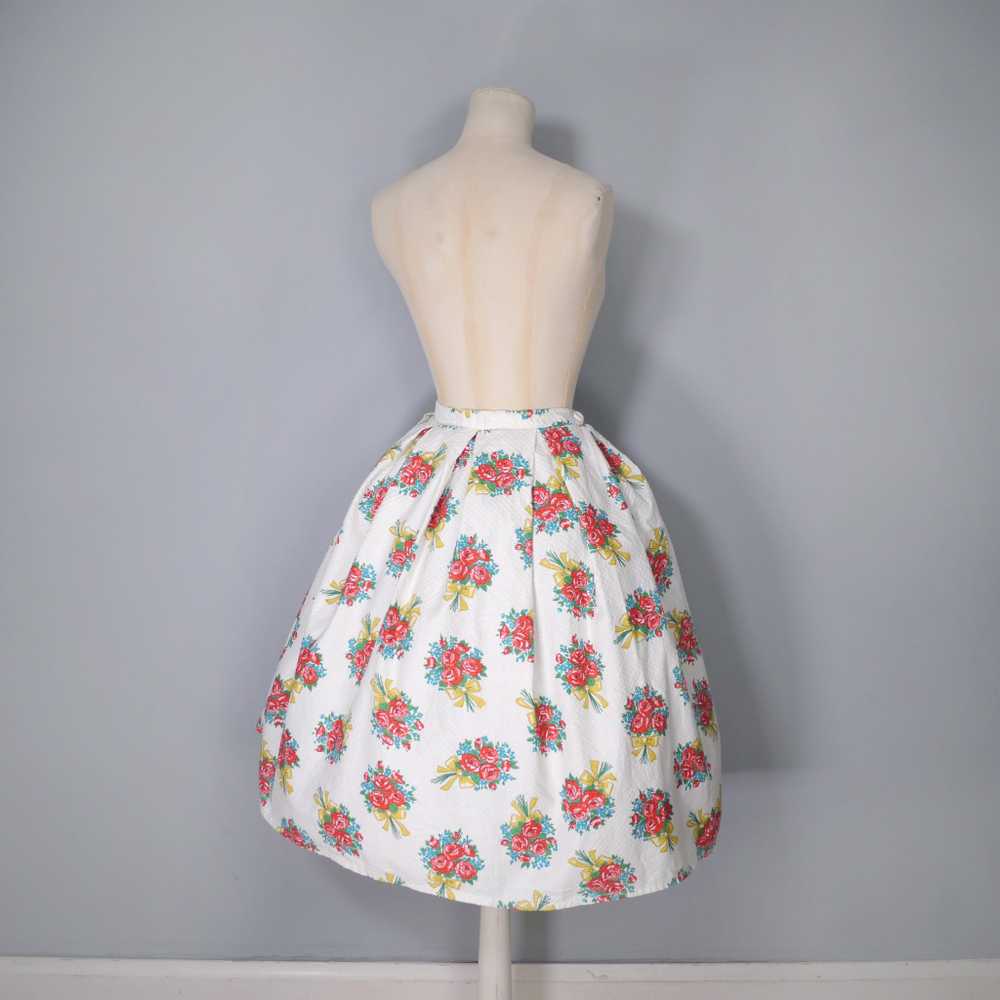 50s 60s "SKIRTWELL" ROSE BUNCHES WITH BOWS PRINT … - image 11