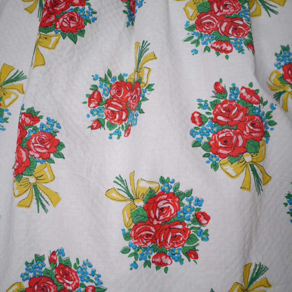 50s 60s "SKIRTWELL" ROSE BUNCHES WITH BOWS PRINT … - image 6
