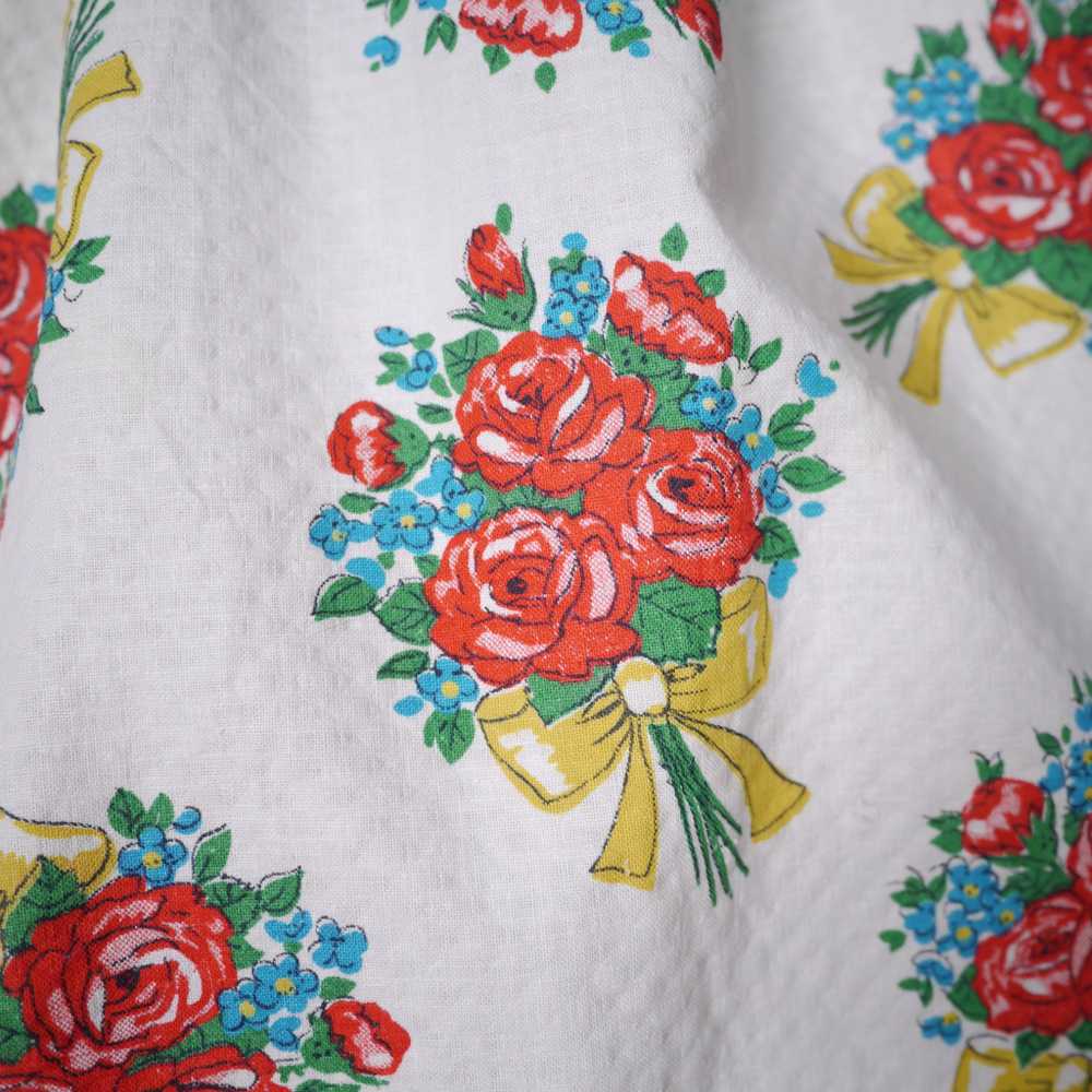 50s 60s "SKIRTWELL" ROSE BUNCHES WITH BOWS PRINT … - image 7