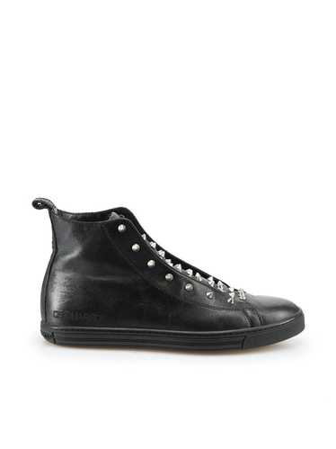 Dsquared2 Black Leather Spike Studs High Trainers