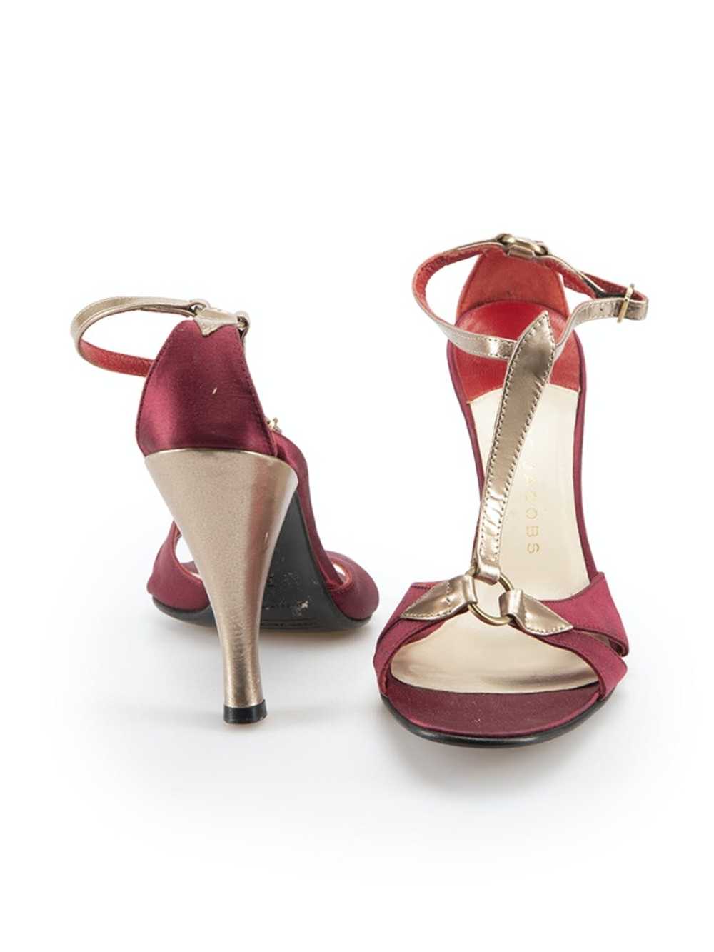 Marc Jacobs Burgundy Satin T-Strap Sandals - image 3