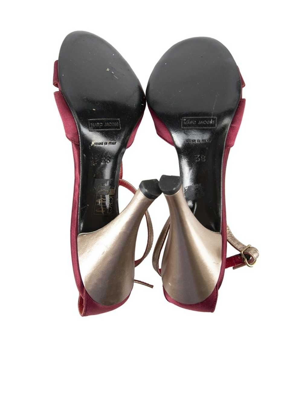 Marc Jacobs Burgundy Satin T-Strap Sandals - image 4