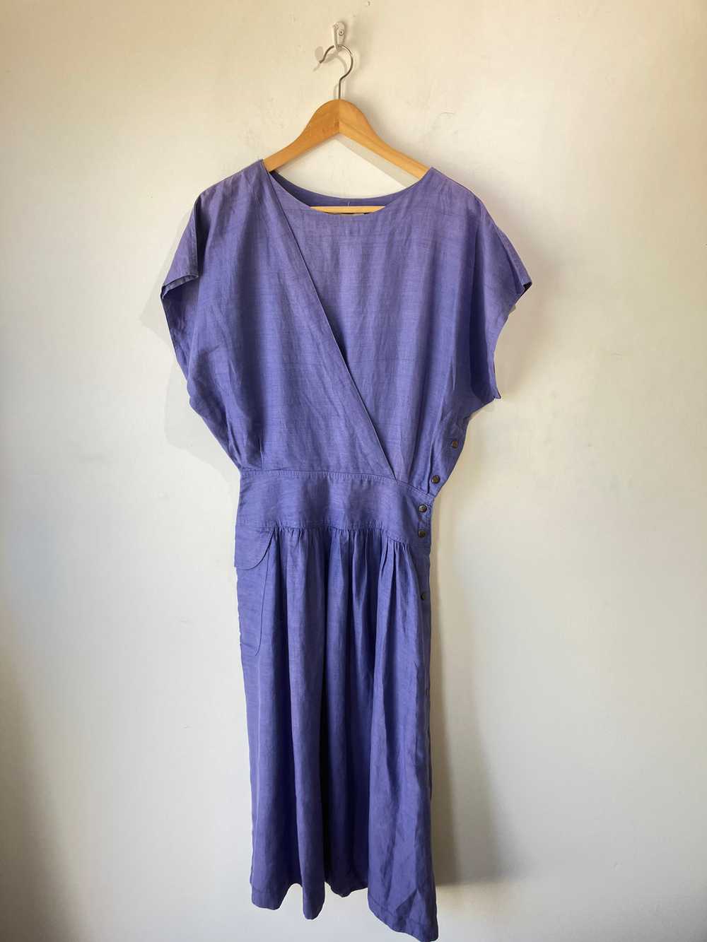 Vintage Ann Taylor 80's Periwinkle Linen Dress - image 1