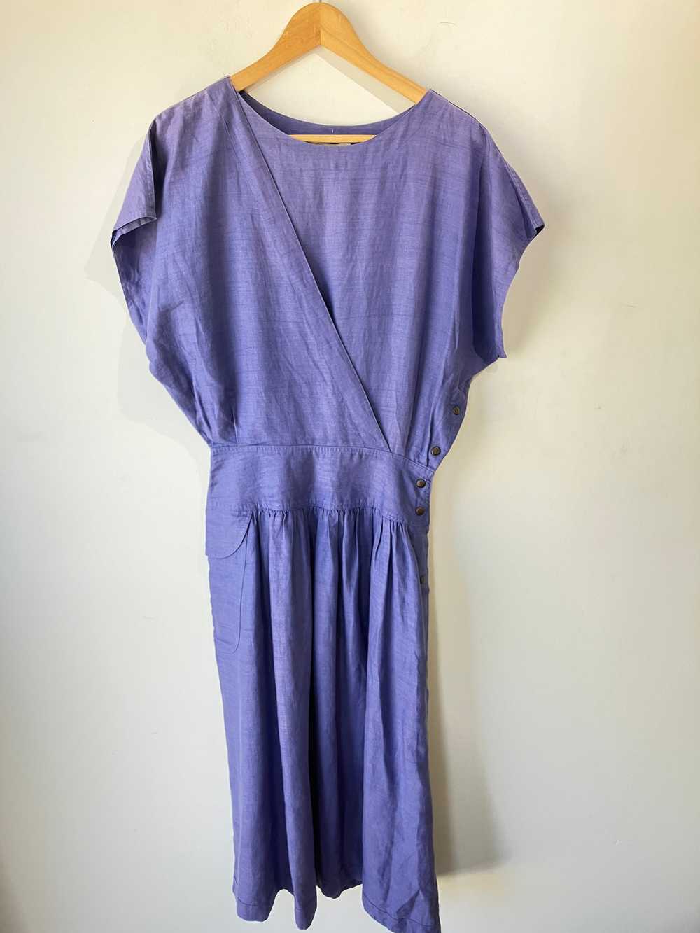 Vintage Ann Taylor 80's Periwinkle Linen Dress - image 2