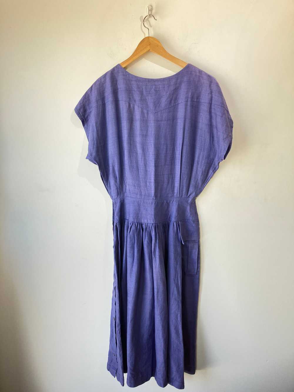 Vintage Ann Taylor 80's Periwinkle Linen Dress - image 4