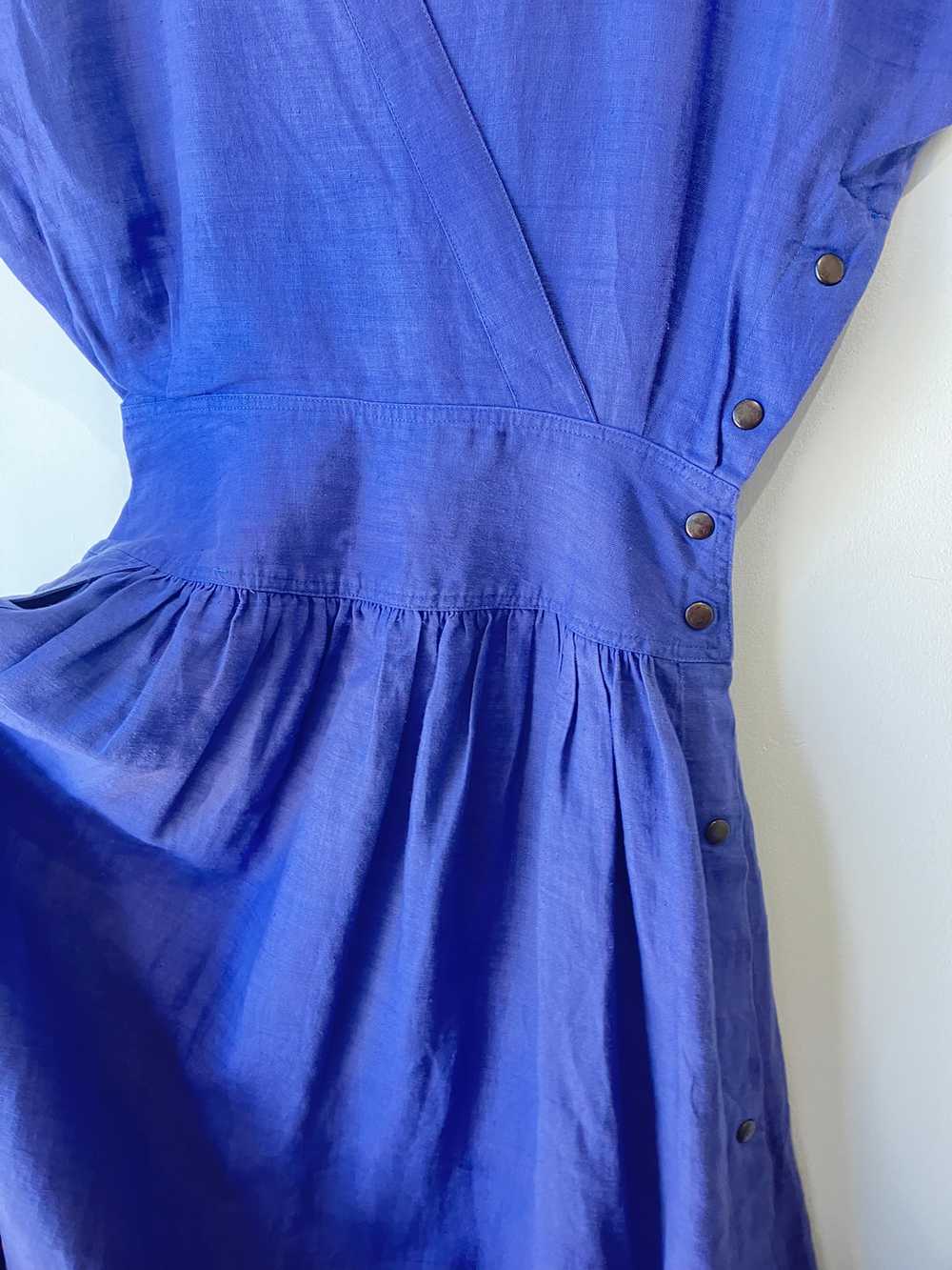 Vintage Ann Taylor 80's Periwinkle Linen Dress - image 5