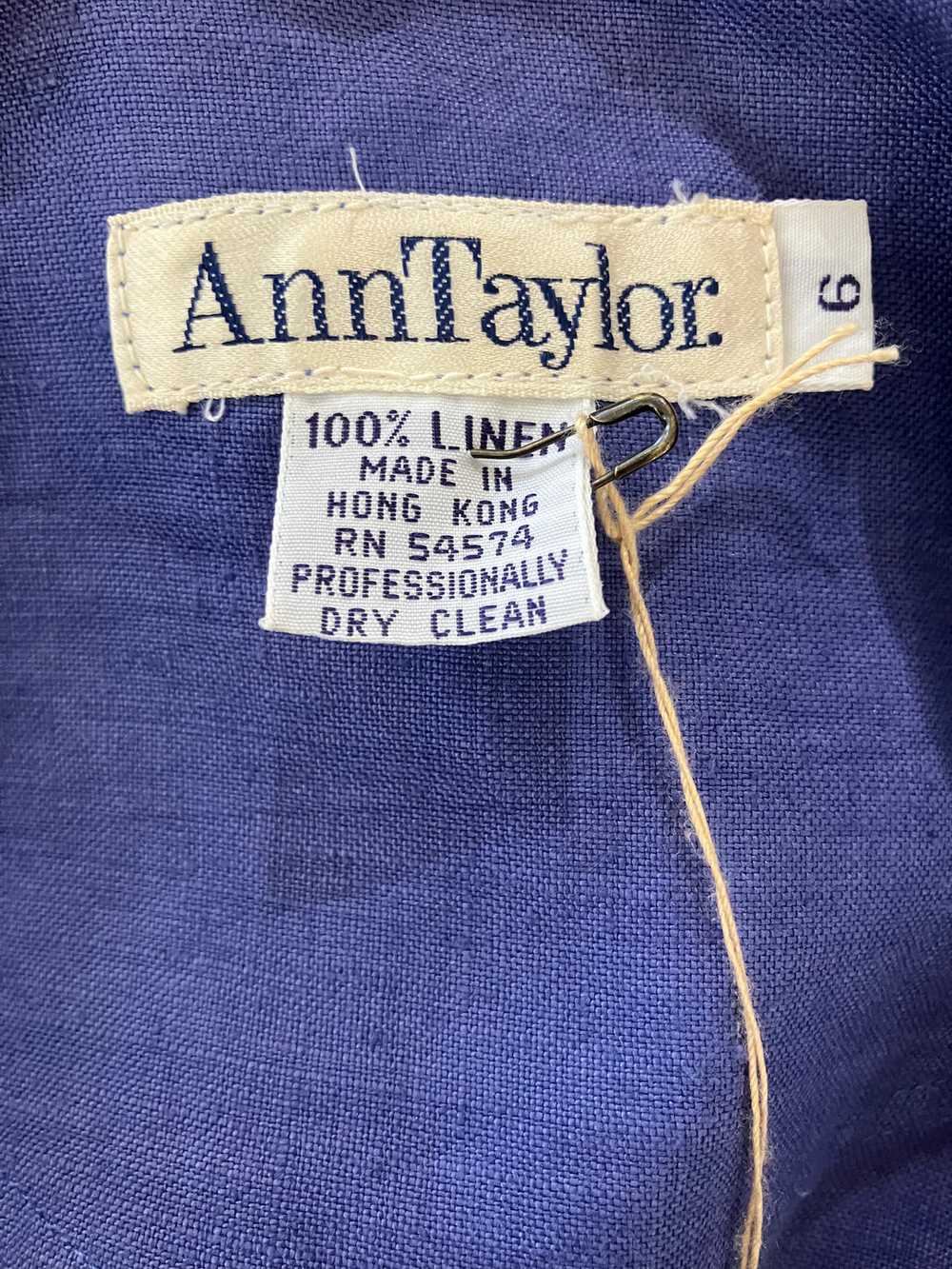 Vintage Ann Taylor 80's Periwinkle Linen Dress - image 8