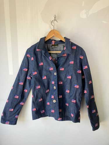 Vintage Style-Rite Denim Jacket with American Fla… - image 1