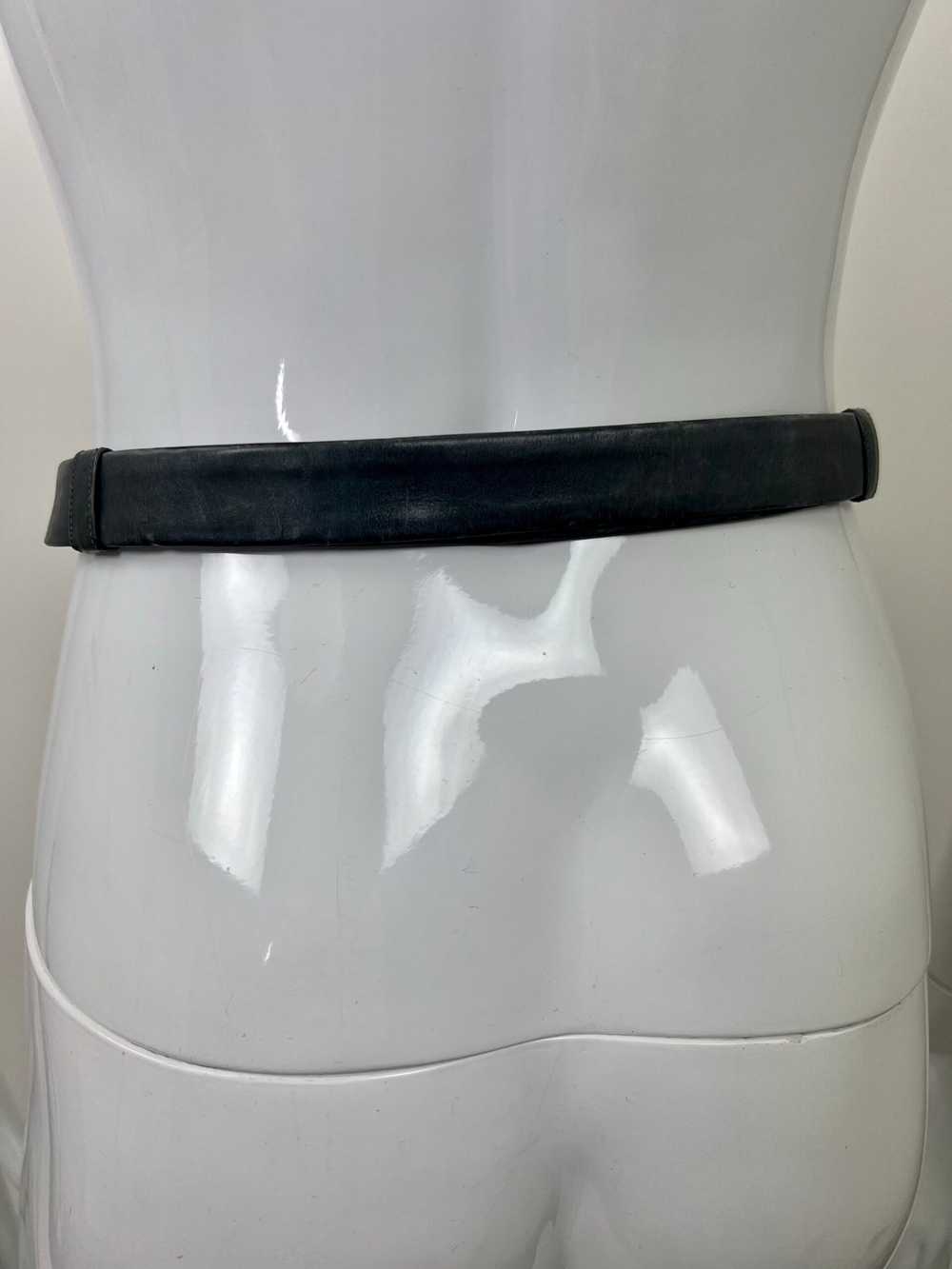 Judith Leiber Skinny Leather Waist Belt W/ Silver… - image 2