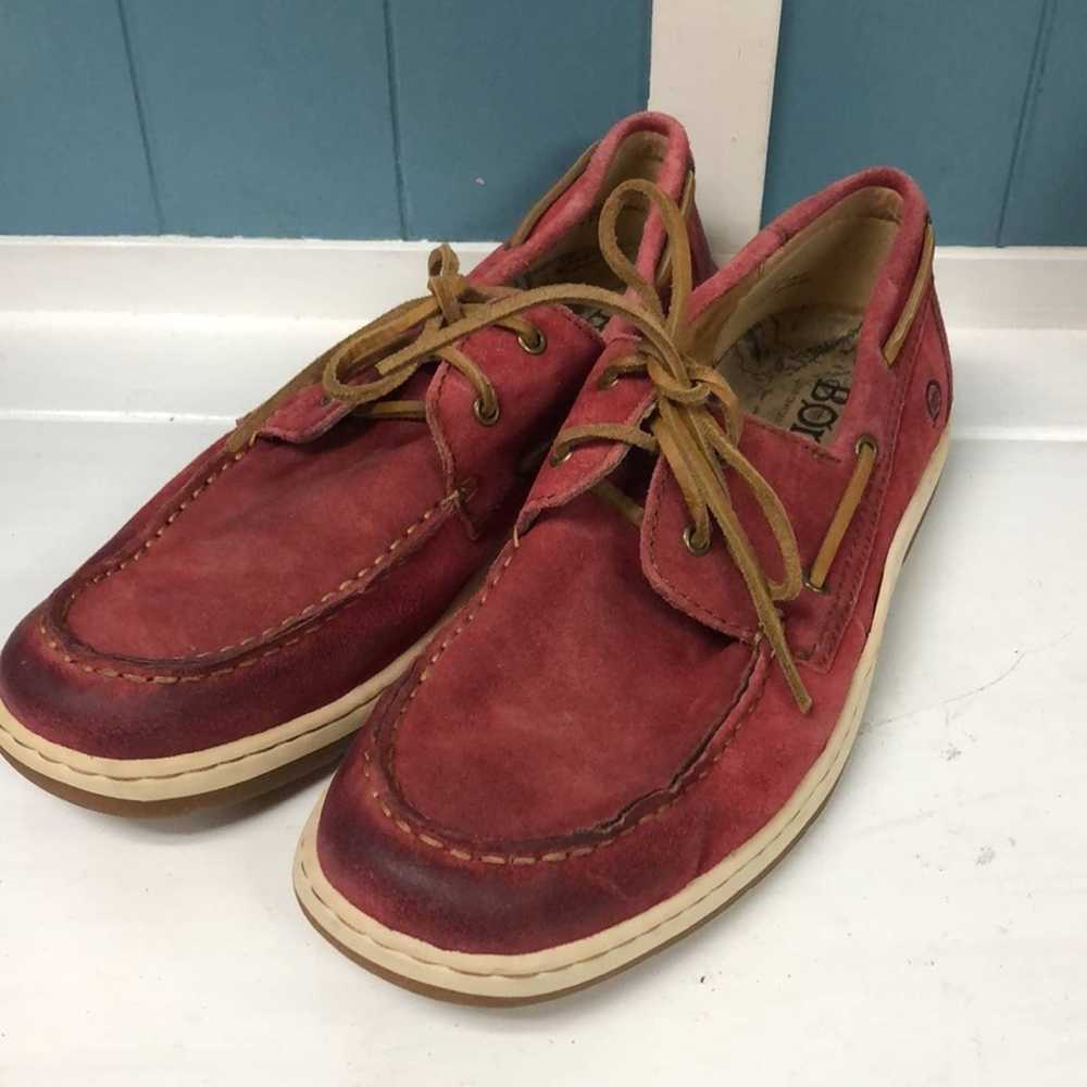 Born BORN red suede boat loafer boating shoe slip… - image 3